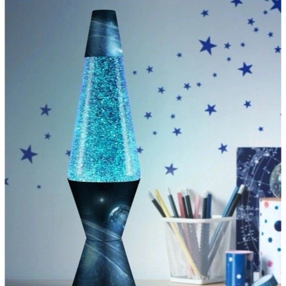 Azure Galaxy 14.5” Lava Lamp Schylling Silver Glitter Blue Liquid - Picture 2 of 6